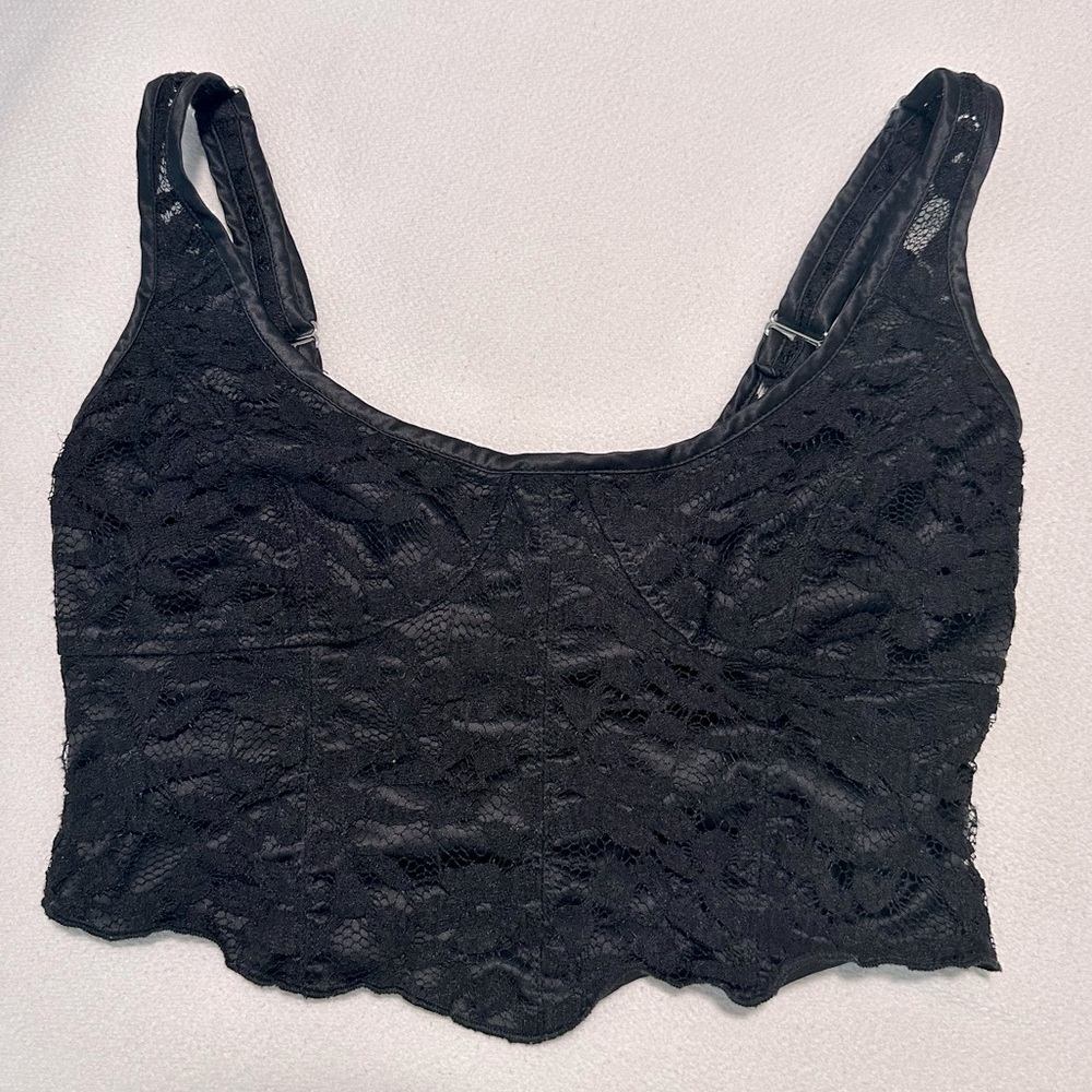 Free People Black Lace Corset Bralette Crop Top